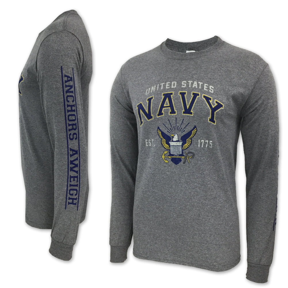 NAVY EAGLE EST. 1775 LONG SLEEVE T-SHIRT (GREY) 6