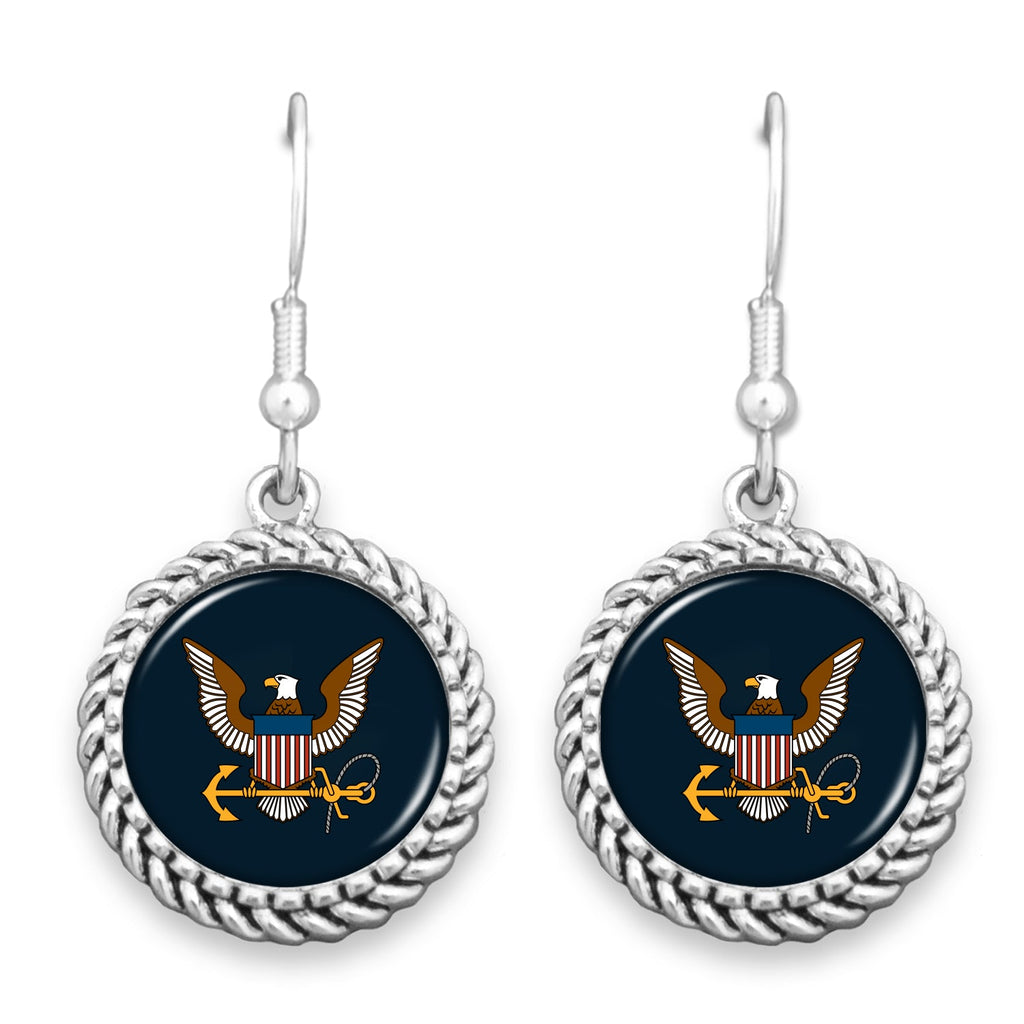 NAVY EAGLE ROPE EDGE EARRINGS