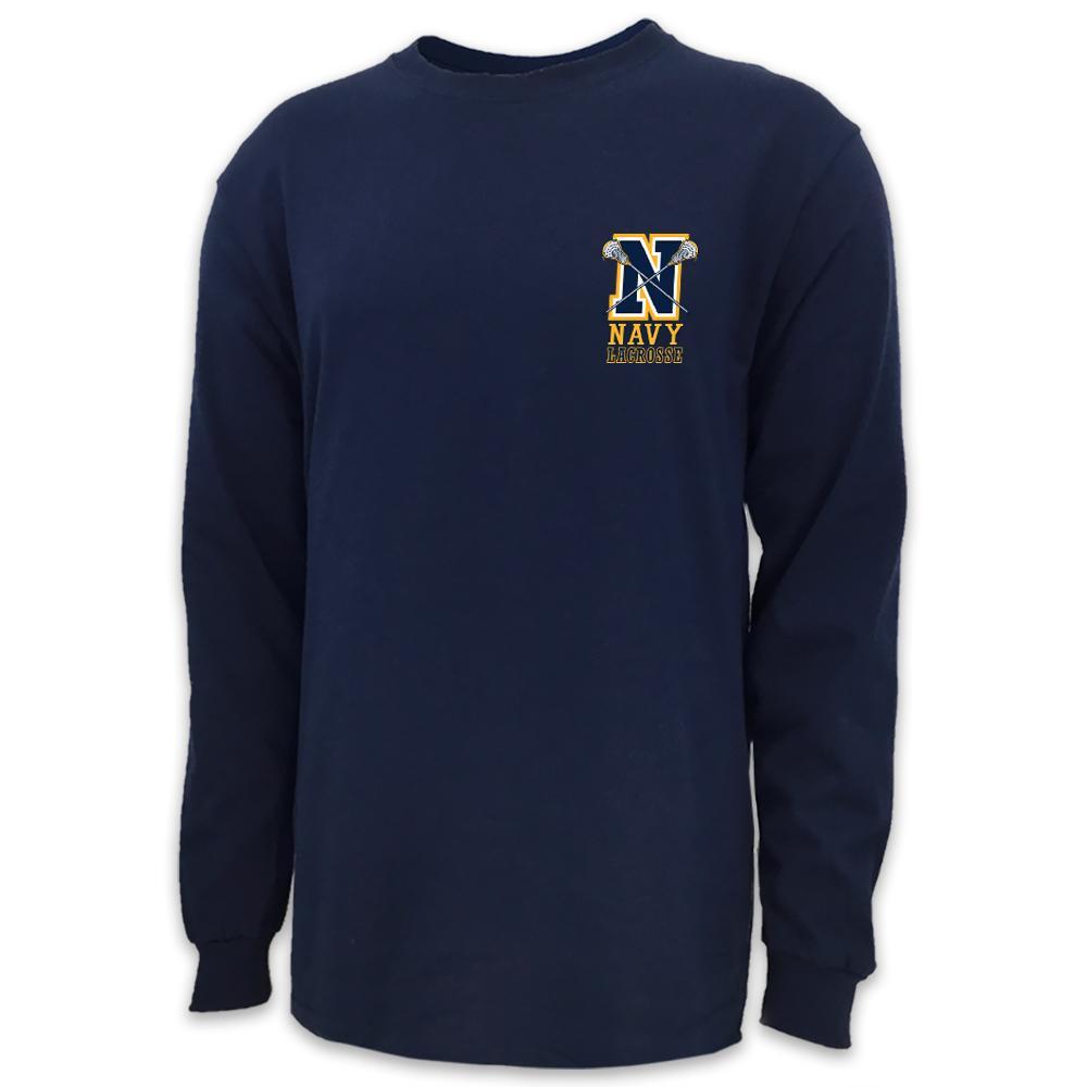 NAVY LACROSSE LOGO LONG SLEEVE T (NAVY)