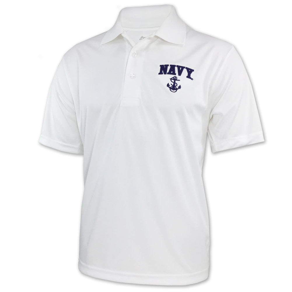 Navy Performance Polo White