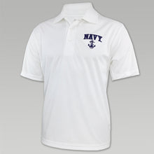 Load image into Gallery viewer, NAVY PERFORMANCE POLO (WHITE)