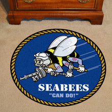 Load image into Gallery viewer, NAVY SEABEEES ROUND AREA RUG (44&quot; ROUND)