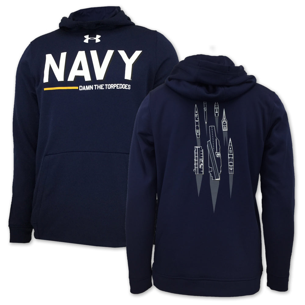 NAVY UNDER ARMOUR DAMN THE TORPEDOES SHIP HOOD (NAVY)