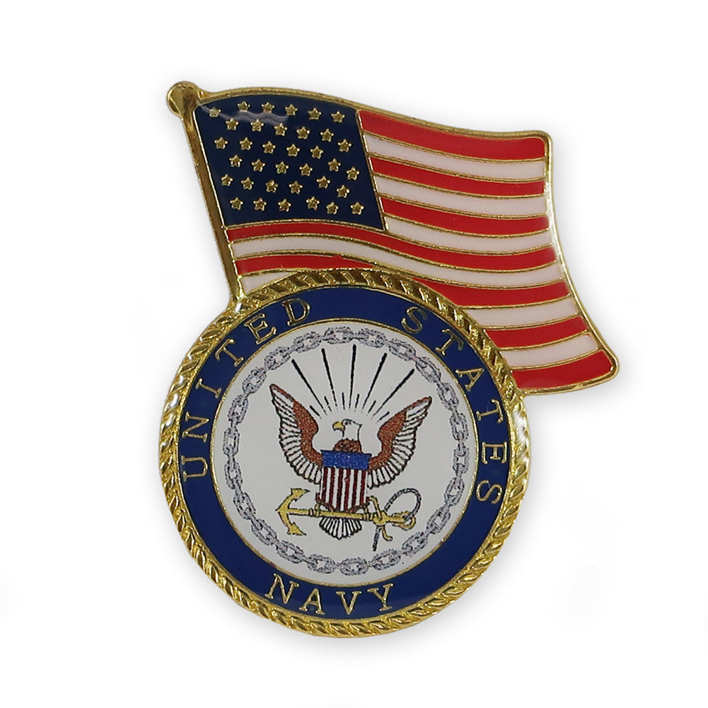 NAVY WAVING FLAG SEAL LAPEL PIN 2