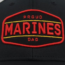 Load image into Gallery viewer, PROUD MARINES DAD MID-PRO SOLID SNAPBACK HAT (BLACK)