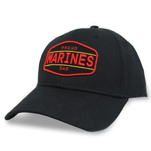 Load image into Gallery viewer, PROUD MARINES DAD MID-PRO SOLID SNAPBACK HAT (BLACK) 2
