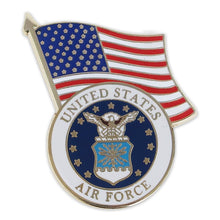Load image into Gallery viewer, UNITED STATES AIR FORCE SEAL/USA FLAG LAPEL PIN