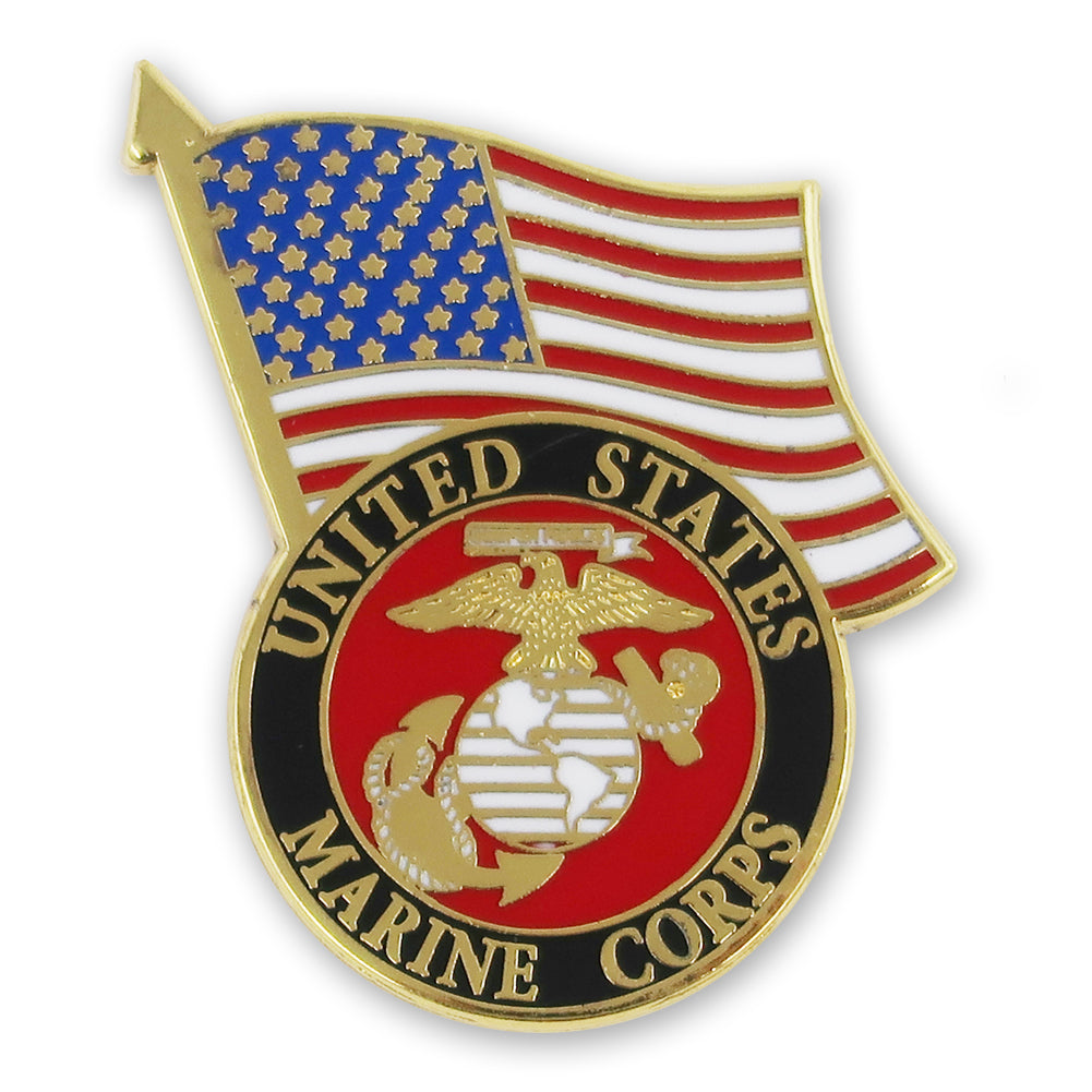 UNITED STATES MARINE CORPS SEAL/USA FLAG LAPEL PIN