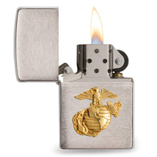 Load image into Gallery viewer, UNITED STATES MARINES BRUSHED CHROME EMBLEM ZIPPO LIGHTER 3