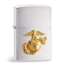 Load image into Gallery viewer, UNITED STATES MARINES BRUSHED CHROME EMBLEM ZIPPO LIGHTER 2