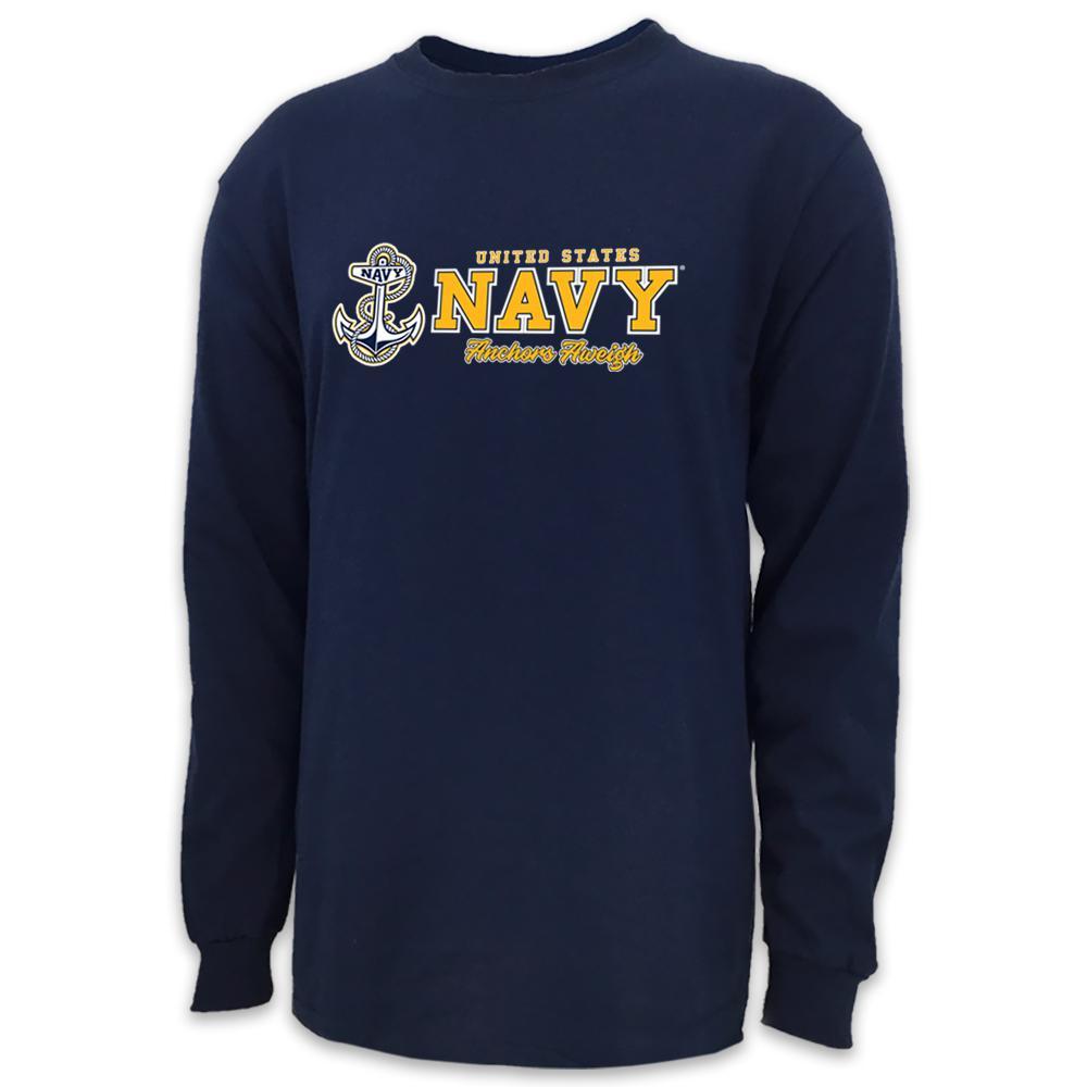 UNITED STATES NAVY ANCHORS AWEIGH LONG SLEEVE T-SHIRT