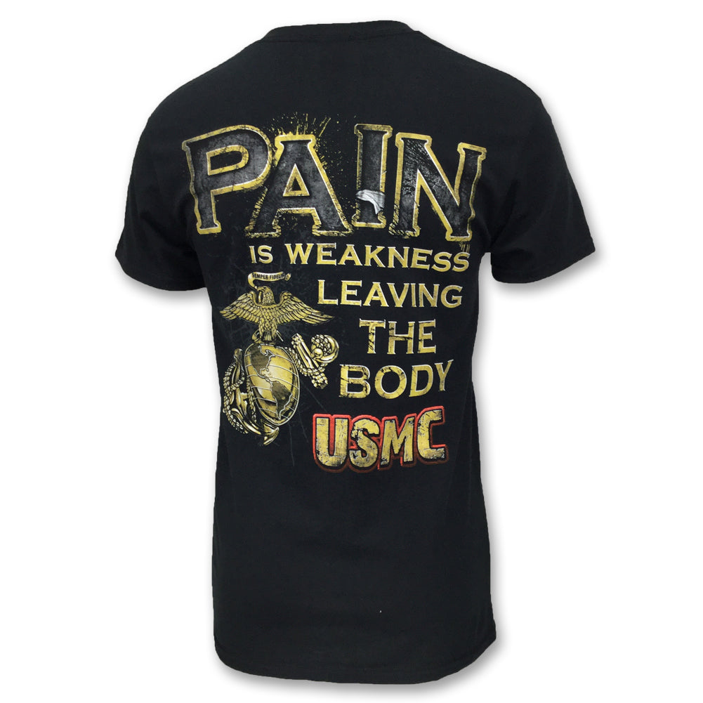 USMC EAGLEGLOBE PAIN IS WEAKNESS T-SHIRT (BLACK) 6