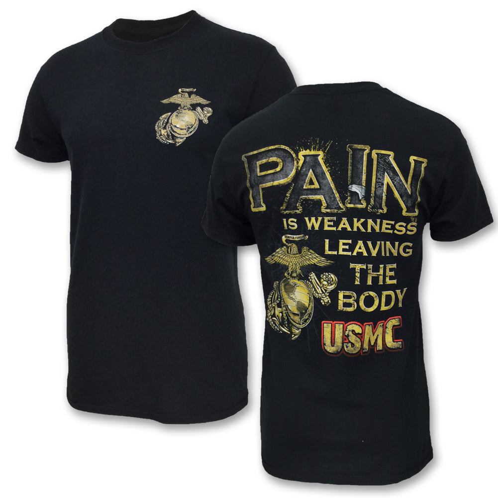 USMC EAGLEGLOBE PAIN IS WEAKNESS T-SHIRT (BLACK) 7