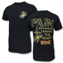 Load image into Gallery viewer, USMC EAGLEGLOBE PAIN IS WEAKNESS T-SHIRT (BLACK) 7