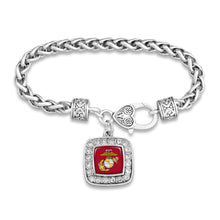 Load image into Gallery viewer, USMC EGA Crystal Square Bracelet