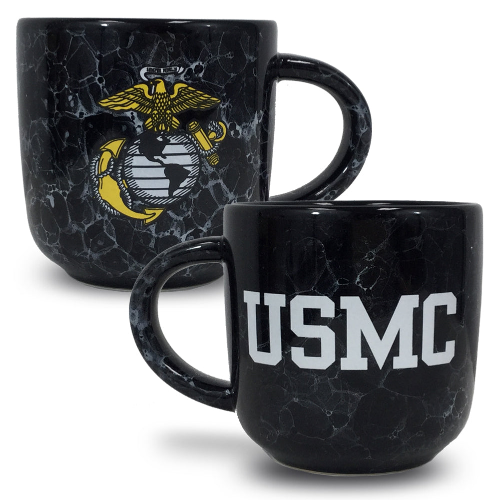 USMC Marbled 17 oz Mug (Black)