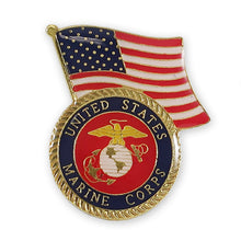 Load image into Gallery viewer, USMC WAVING FLAG SEAL LAPEL PIN 2