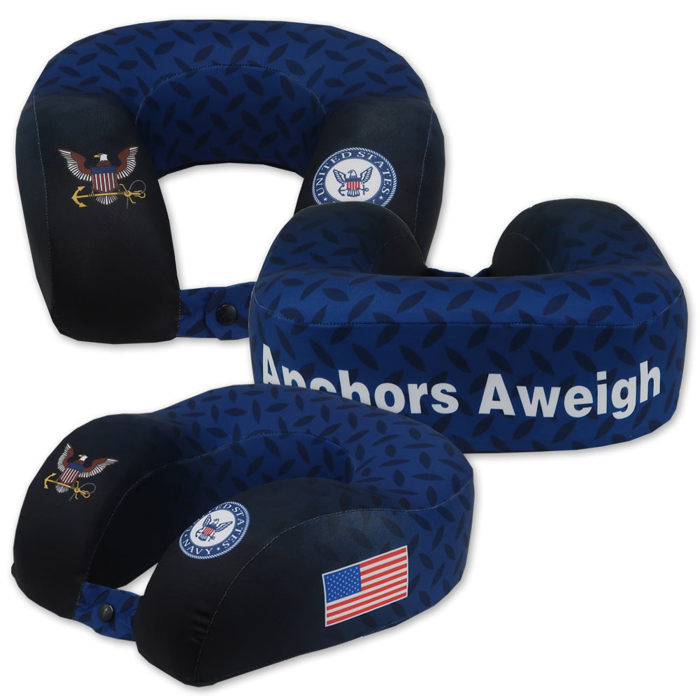 Navy Anchors Aweigh Neck Pillow (navy/black)
