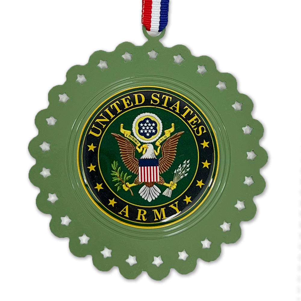 United States Army Seal Circle Stars Ornament (Green)