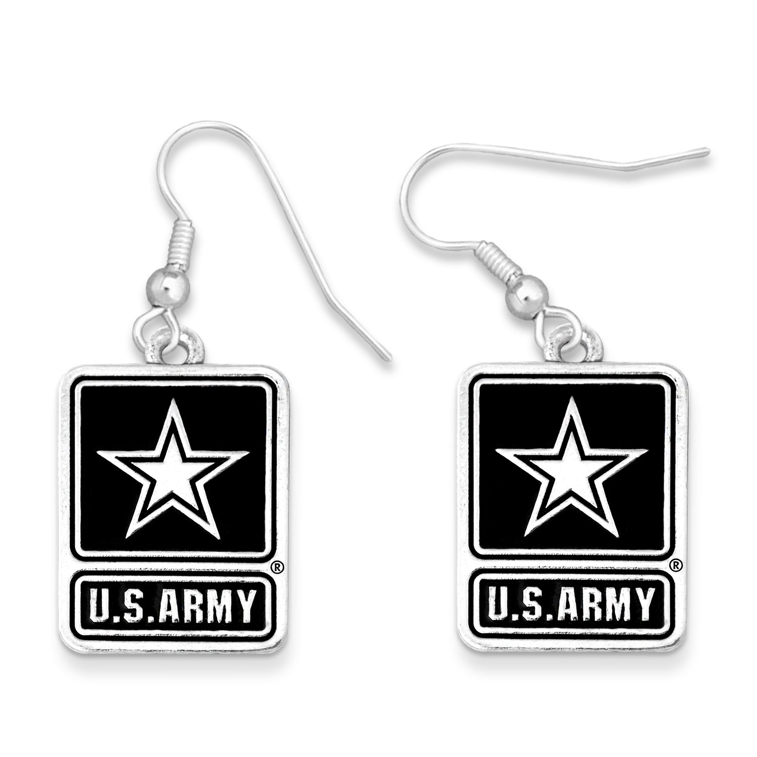 Army Star Heart of A Hero Earrings (Silver)