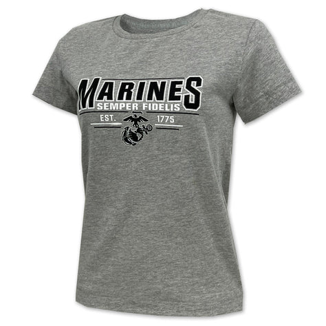 Marines Ladies Champion Semper Fi T-Shirt (Grey)