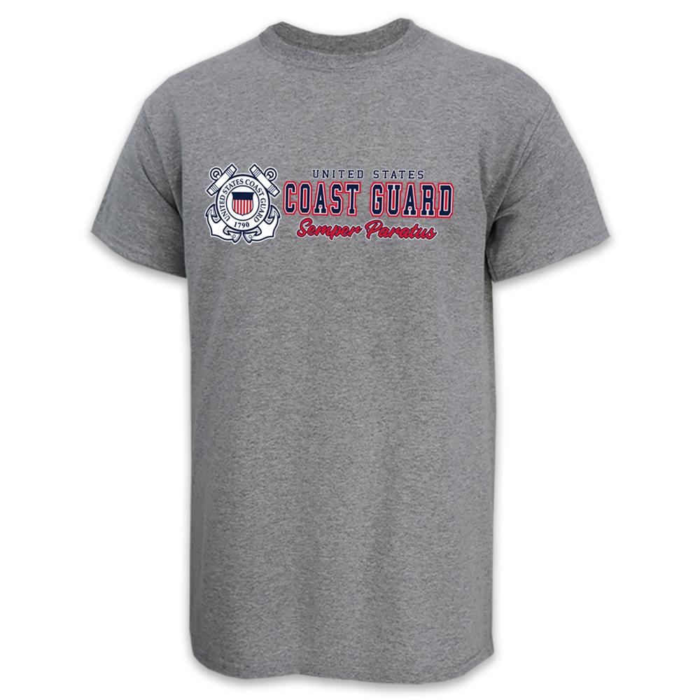 United States Coast Guard Semper Paratus USA Made T-Shirt (Grey)