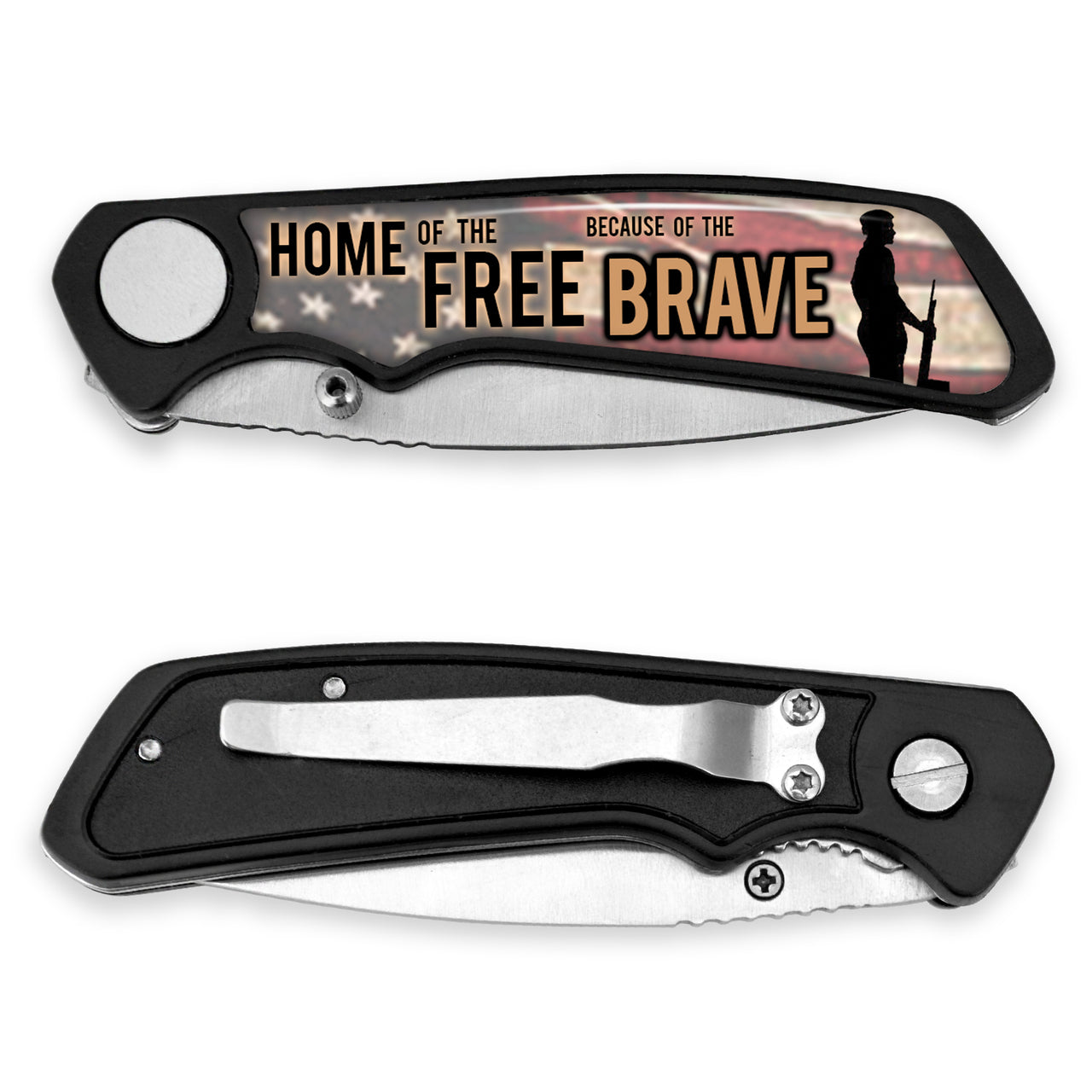 Home Of The Free Because Of The Brave Soldier Lock Back Pocket Knife