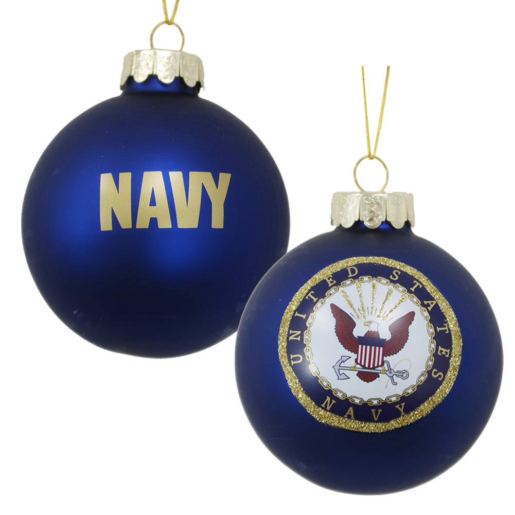 United States Navy Seal Glass Ball Ornament (Navy)