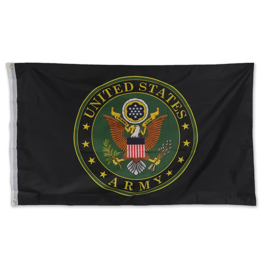 Army Circle Seal Logo Double Sided 3'x5' Flag (Black)