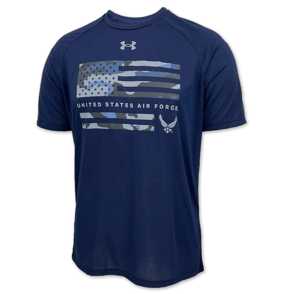 United States Air Force Under Armour Camo Flag Tech T-Shirt (Navy)