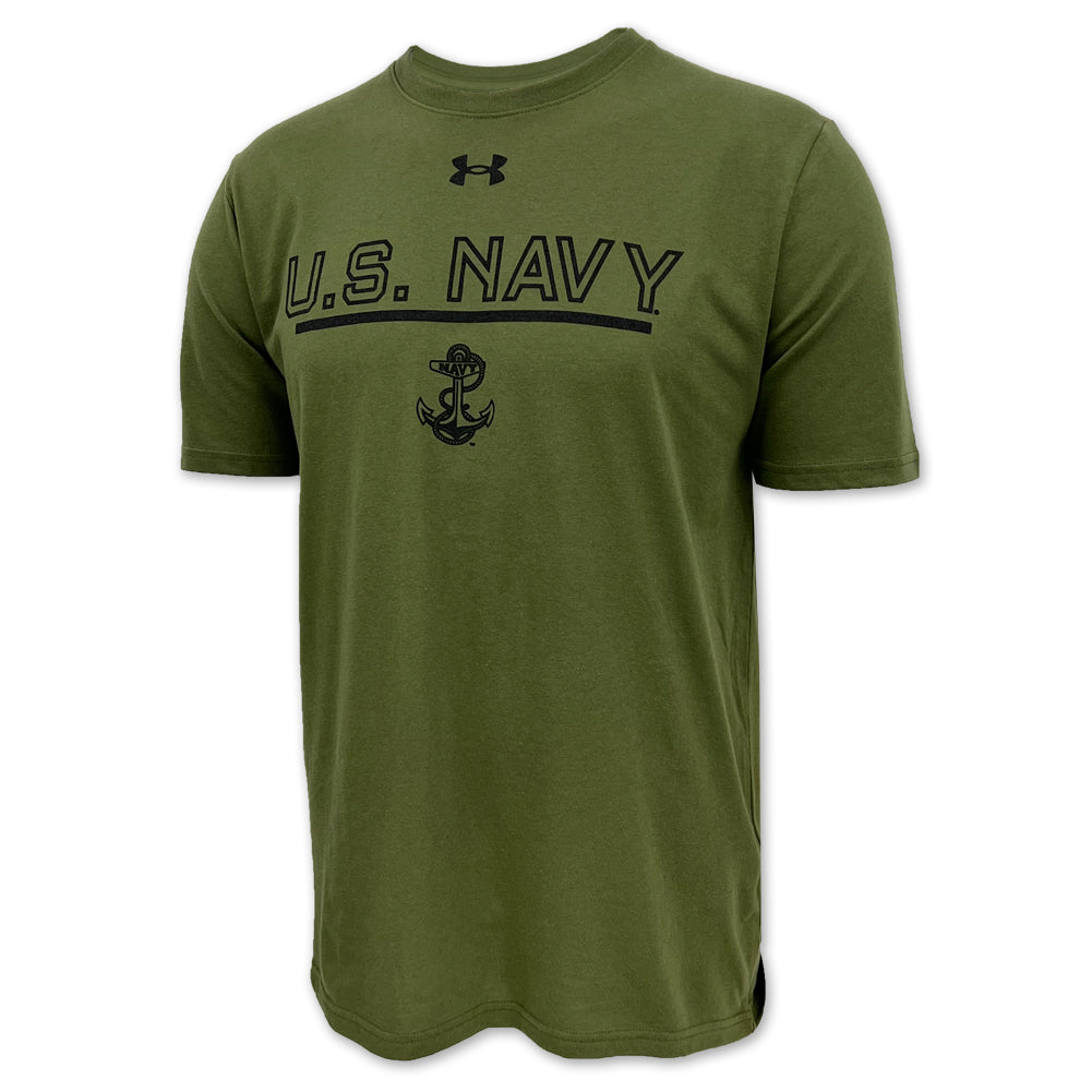 U.S. Navy Anchor Under Armour Performance Cotton T-Shirt (OD Green)