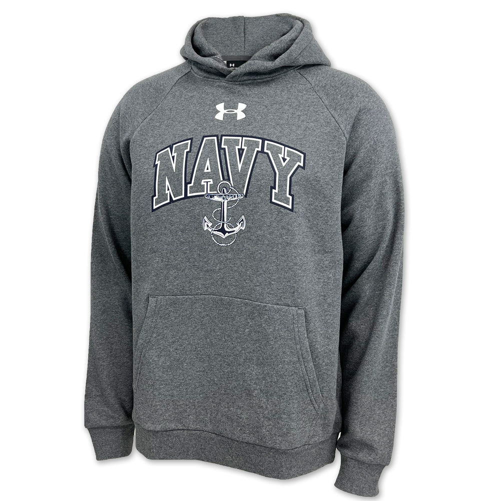 Navy Under Armour Arch Anchor All Day Fleece Hood (Carbon Heather)
