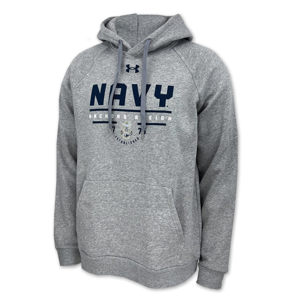 Navy Under Armour Anchors Aweigh All Day Fleece Hood (Heather)