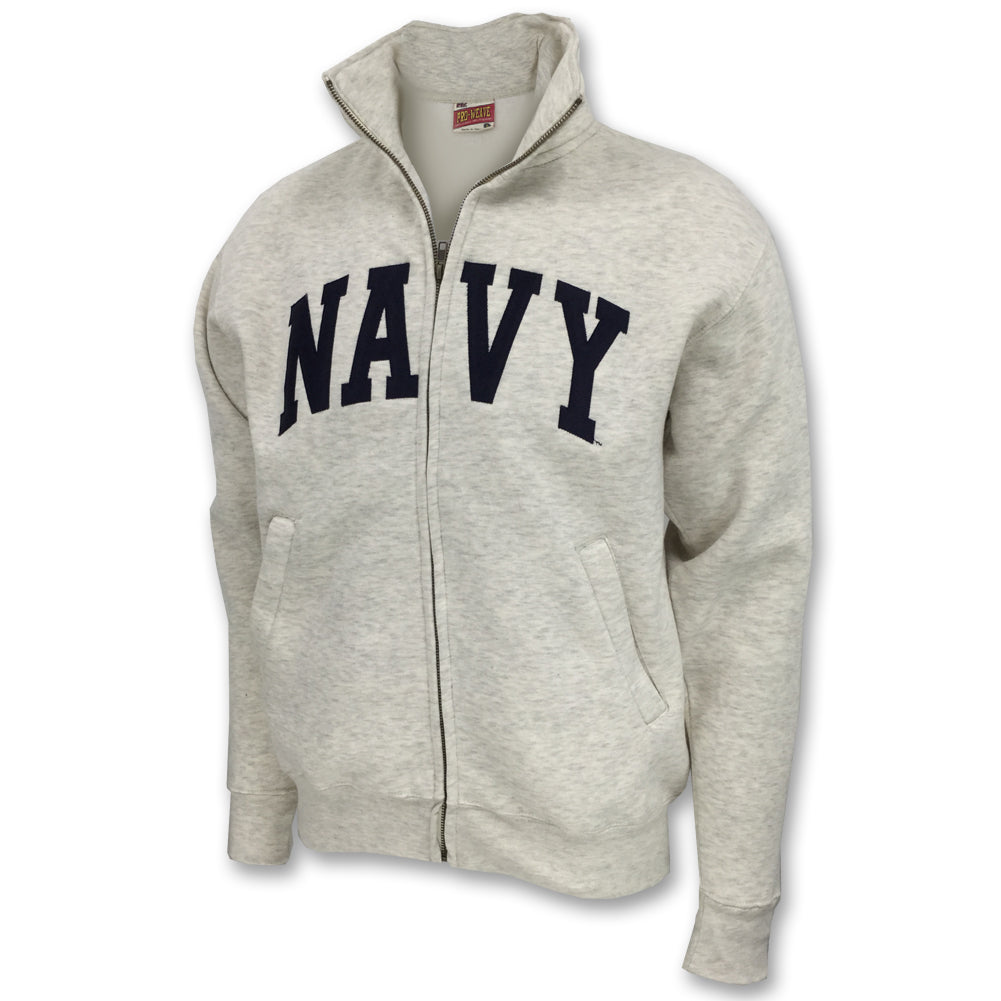 U.S. Navy Sweatshirts: Navy Full Zip Collared Sweat in Oatmeal