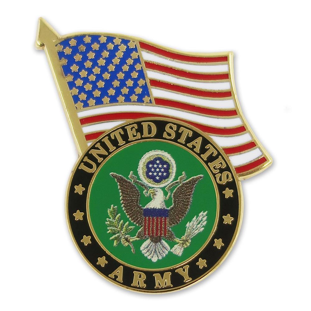 UNITED STATES ARMY SEAL/USA FLAG LAPEL PIN